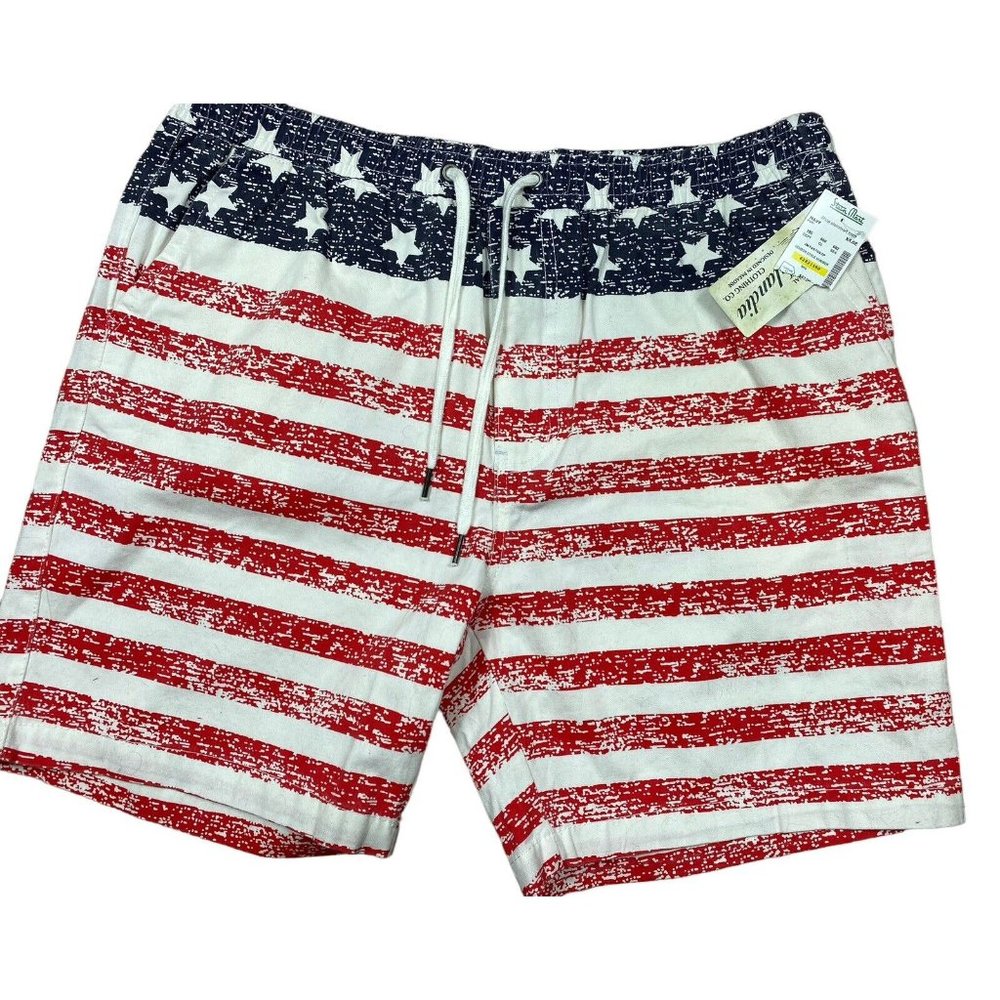 Islandia flag elastic waist shorts USA XL cotton 4TH July